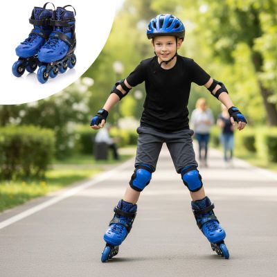 9. Meteor S 30-33 Loky Rollschuhe Schwarz/Blau
