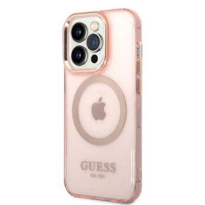 2. Guess GUHMP14LHTCMP iPhone 14 Pro 6,1" rosa/rosa Hartschale Gold Outline Translucent MagSafe