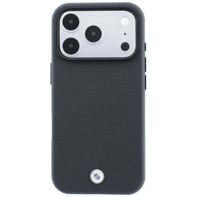 3. BMW Kevlar Metal Logo MagSafe Hülle für iPhone 18 Pro / 17 Pro – graphitfarben