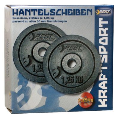 7. SCHWARZES GUSSEISENGEWICHT 2x1,25 KG BEST SPORTING Durchmesser 30 mm