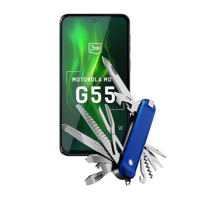 5. 3mk HardGlass Max Lite Schwarz gehärtetes Glas für Motorola Moto G55 5G