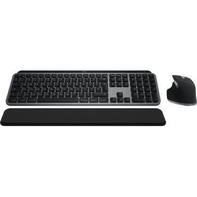 7. Logitech Master MX Keys S Combo für Mac (Tastatur und Maus inklusive), Heim-/Büro-Kombination, kabellos (RF) + Bluetooth, QWERTZ-Tastatur (American International), Aluminium, Schwarz