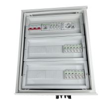 Hermetische DC/AC-Anschlussdose IP66 mit DC-Überspannungsableiter Noark 1000V Typ 1+2, 5 x PV-String, 5 x MPPT // AC-Begrenzer Noark Typ 1+2, 100A 3-F, FR 100A, Phasensignal + Buchse