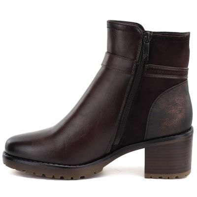 3. Gefütterte Damen-Ankle-Boots mit Blockabsatz, braun, Potocki SZ12873