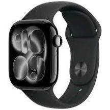 Apple Watch Series 11 GPS + Cellular 46 mm Gehäuse aus Aluminium in Diamantschwarz mit schwarzem Sportarmband – S/M