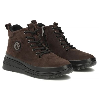 4. Damen-Ankle-Boots aus Wildleder mit dunkelbraunem Plateau, Filippo DBT4215