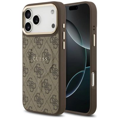 Guess 4G PU Classic Logo MagSafe Case für iPhone 17 Pro Max - Braun
