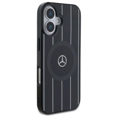 4. Mercedes MB Double Layer Crossed Lines MagSafe Hülle für iPhone 16 - Schwarz
