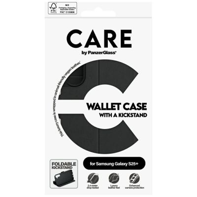 5. CARE by PanzerGlass Feature Wallet Kickstand Case für Samsung Galaxy S25+ - Schwarz