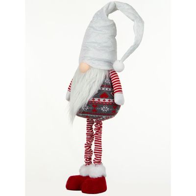 5. Gartenzwerg auf Teleskopbeinen, weiß, 80–115 cm