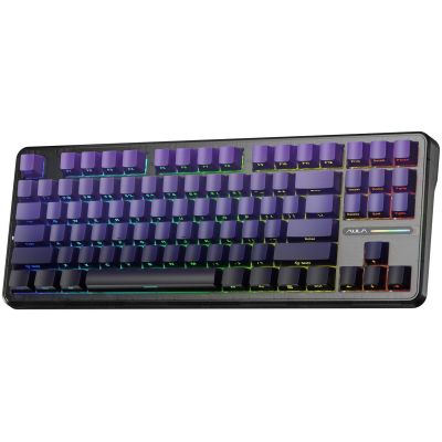 3. Gasket F87 Pro Purple Black Gradient GrayWoodV4 Switch RGB AULA Tastatur