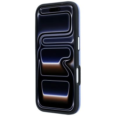 5. Karl Lagerfeld MagSafe-Hülle mit genarbtem, länglichem Logo für iPhone 17 Pro Max / 18 Pro Max – Blau