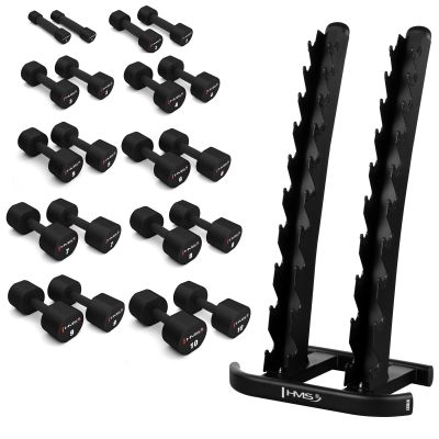 HPT Polyurethan-Hantelset 2 x 1 - 10 kg (110 kg) + STR37 HMS Ständer