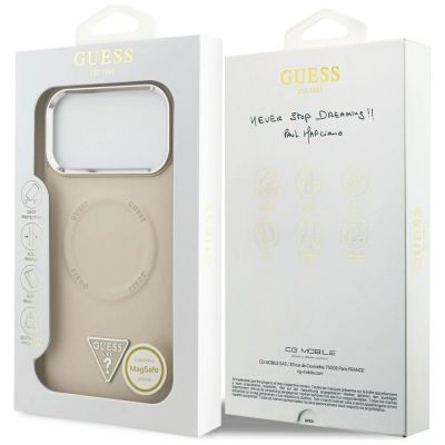 8. Guess MagSafe-Hülle mit Dreieckslogo für iPhone 17 Pro – Beige