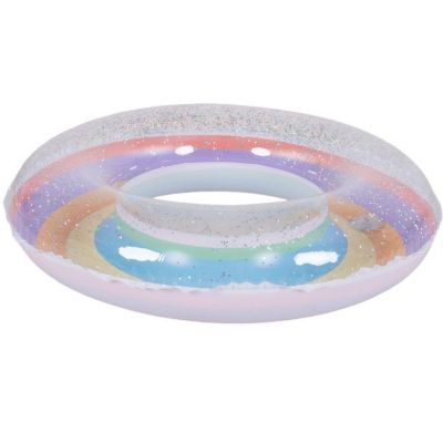 3. Schwimmring 90 cm Regenbogen Glitzer Lila 35644
