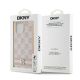 8. DKNY Lederhülle mit kariertem Monomuster und bedruckten Streifen für iPhone 14 Pro Max – Rosa