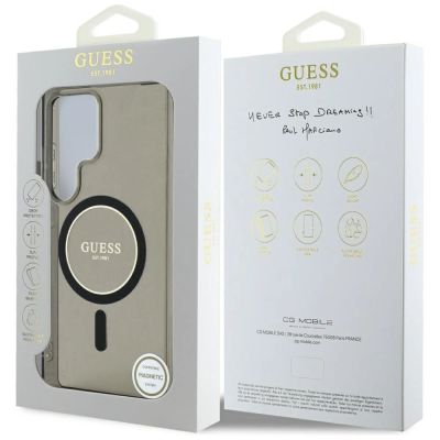 8. Guess Glitter Circle Classic Logo MagSafe Hülle für Samsung Galaxy S25 Ultra, schwarz