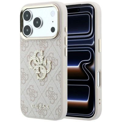 Guess 4G & Big Strass Logo Hülle für iPhone 17 Pro / 18 Pro - Pink