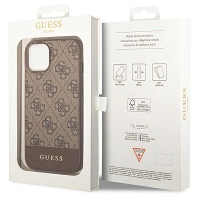 8. Guess 4G Stripe Collection Case für iPhone 14 Plus / 15 Plus 6,7" - Braun