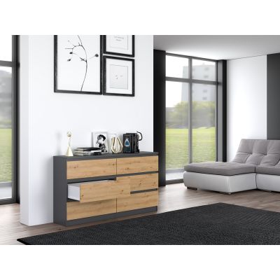 2. Kommode M6 140 138x40xH77 Anthrazit/Handwerkerstil