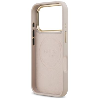 7. Guess 4G Logo Plate MagSafe Hülle für iPhone 18 Pro / 17 Pro – rosa