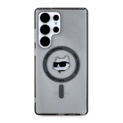 3. Karl Lagerfeld Button Choupette Head Gedrucktes Logo MagSafe Samsung Galaxy S25 Ultra Hülle schwarz