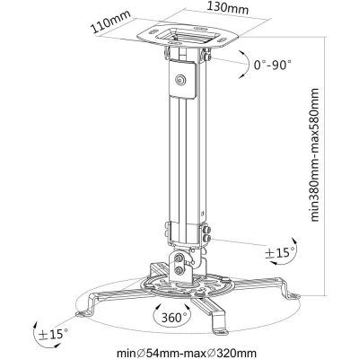 3. TECHLY DECKENHALTERUNG FÜR PROJEKTOREN 38-58CM 13,5K