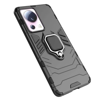 15. Ring Armor-Hülle für Xiaomi 13 Lite, gepanzerte Abdeckung, magnetischer Halterungsring, schwarz