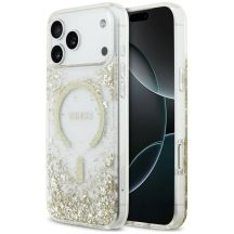 Guess MagSafe-Hülle mit Harzboden und Glitzer für iPhone 18 Pro Max / 17 Pro Max – Gold