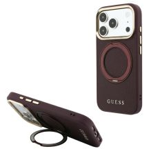 Guess Ring Stand 360 Grained Classic Logo MagSafe Hülle für iPhone 18 Pro Max / 17 Pro Max - Burgunderrot