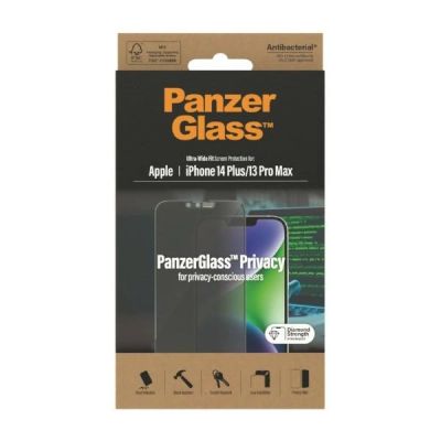 8. PanzerGlass Ultra-Wide Fit Antibakterieller Sichtschutz aus gehärtetem Glas für iPhone 14 Plus/13 Pro Max