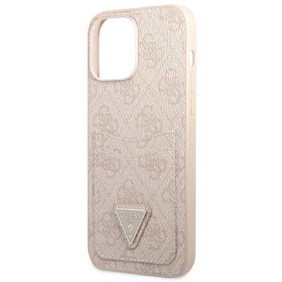 6. Guess 4G Triangle Logo Cardslot-Hülle für iPhone 13 Pro Max – Rosa