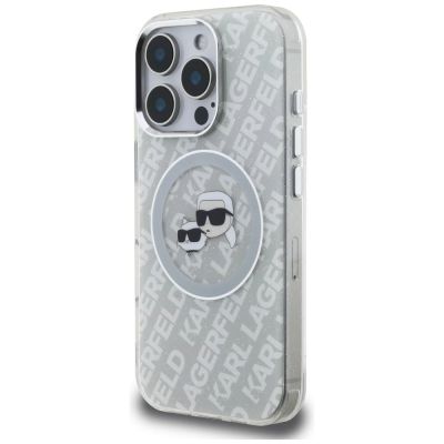 2. Karl Lagerfeld IML Glitter Karl & Choupette Heads Logo MagSafe Hülle für iPhone 16 Pro - Grau