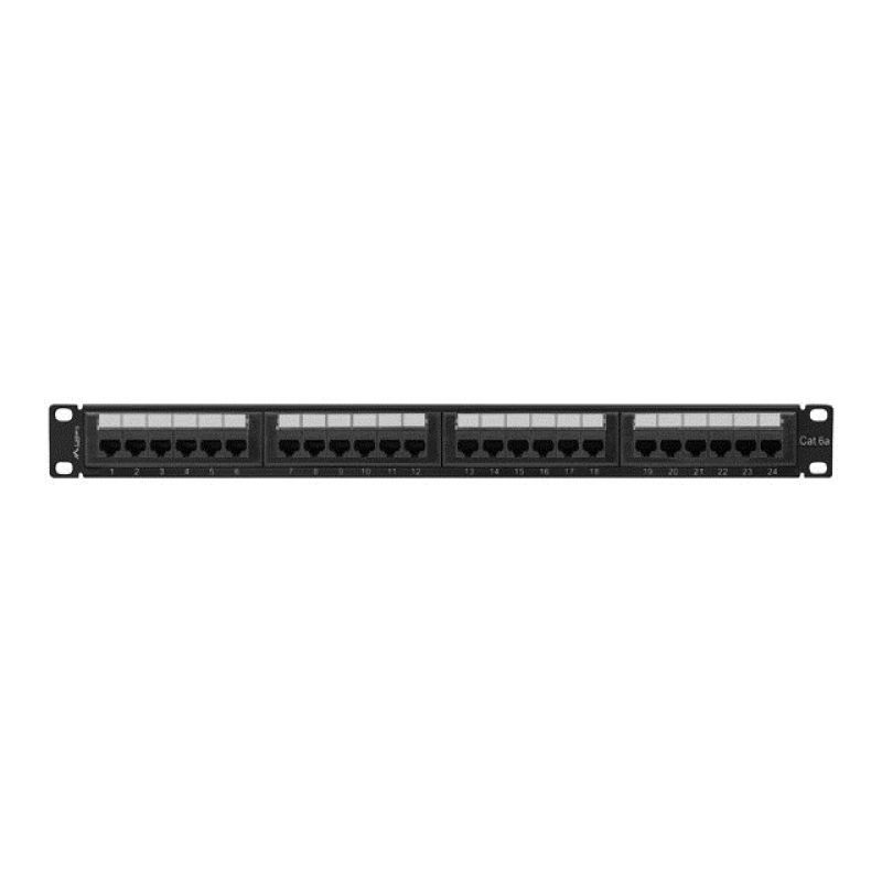 3. LANBERG Patchpanel, 24 Ports, 1 HE, 19" CAT.6A UTP, Schwarz, PPUA-1024-B