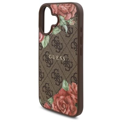 6. Guess GUHMP16SP4ROPEMCW iPhone 16 6,1" braun/braunes Hardcase 4G Flowers Print MagSafe