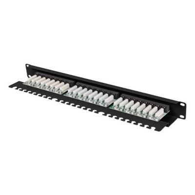 5. Patchpanel mit 24 Ports, 1 HE, 19 Zoll, Kategorie 6A UTP, mit Kabelorganisator, schwarz, LANBERG