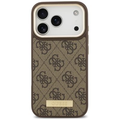 3. Guess 4G Logo Plate MagSafe Hülle für iPhone 18 Pro / 17 Pro – braun