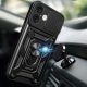 5. Hybrid Armor Camshield iPhone 16 Plus Panzerhülle mit Kameraabdeckung und Ständer – Schwarz