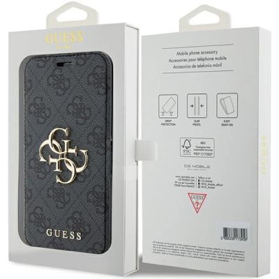 7. Guess 4G Metal Logo Hülle für iPhone 15 Pro – Grau