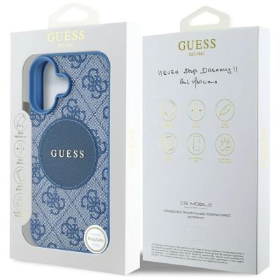8. Guess 4G Circle Classic Logo MagSafe Hülle für iPhone 16 - blau