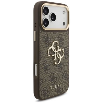 4. Guess 4G Big 4G Classic Logo Big Strap Metal Buttons Schutzhülle für iPhone 18 Pro Max / 17 Pro Max – braun