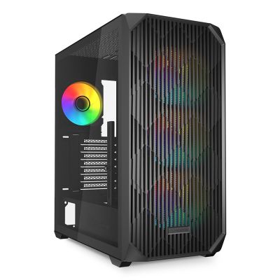 Sharkoon AK3 RGB Computergehäuse, schwarzes gehärtetes Glas