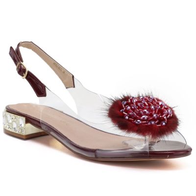 Damen-Transparentsandalen mit Verzierung, bordeauxrot D&A MR62-9072