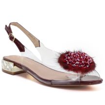 Damen-Transparentsandalen mit Verzierung, bordeauxrot D&A MR62-9072