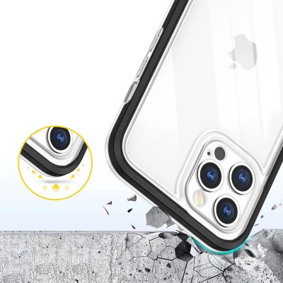 6. Klare 3in1 Hülle für iPhone 12 Pro Frame Gel Cover schwarz