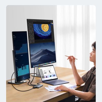 8. HUB Baseus PortalJoy Series 13in1 USB-C – 2x HDMI / DP / VGA / USB-A 3.1 / USB-C 3.1 / USB-A 2.0 / PD / RJ45 / SD / TF / AUX – grau