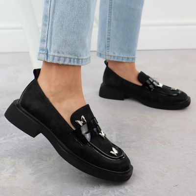 6. Damen-Loafer mit Schmetterlingsmotiv, schwarz, Potocki SZ12650