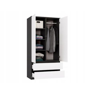 3. MALWA KLEIDERSCHRANK SS-90 ANTHRAZIT / WEISS SET