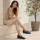 6. Damen-Keilschuhe aus Leder, marineblau, Rieker L5356-14