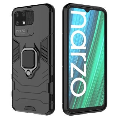 8. Ring Armor Tough Hybrid Case Cover + Magnethalter Realme Narzo 50A schwarz